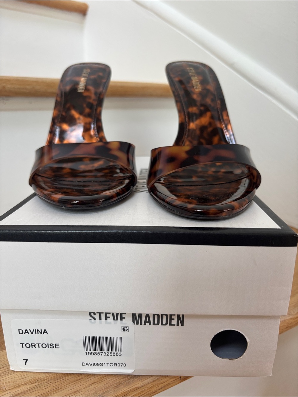 Steve Madden Davina Tortoise-Pattern Slide Sandals - Brown Tortoise